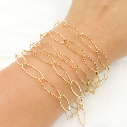 14K Gold Filled Twisted Oval Link Chain