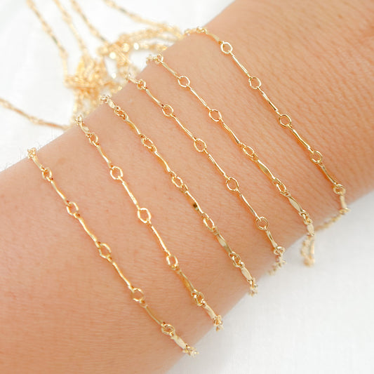 14K Gold Filled Dapped Bar Chain