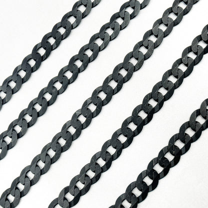 Black Rhodium Matt Sterling Silver Flat Curb Chain