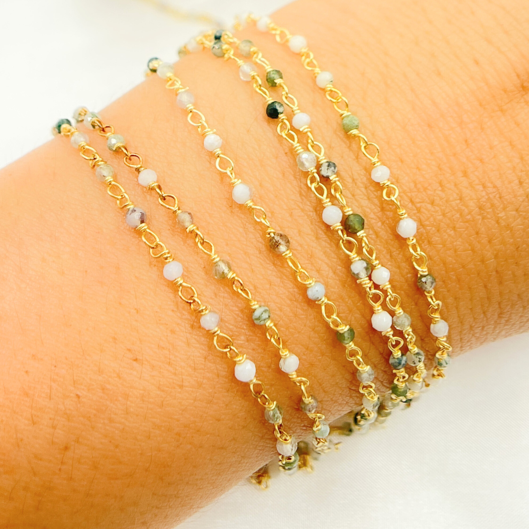 Agate Gold Plated 925 Sterling Silver Wire Chain