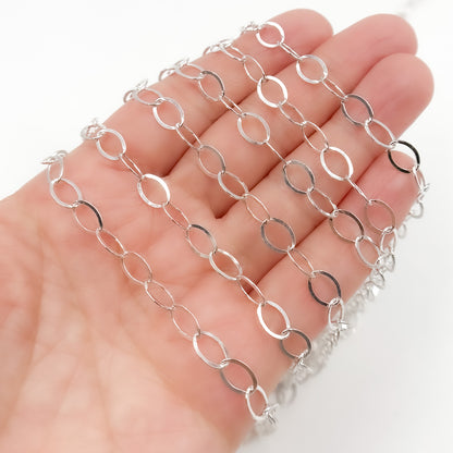 Sterling Silver Flat Oval Cable Chain
