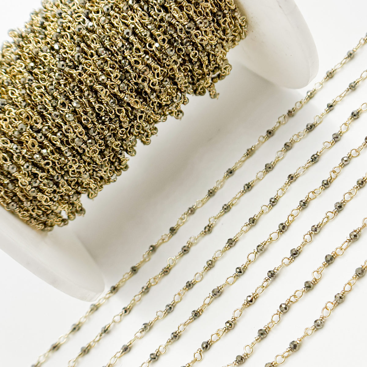 Pyrite Gold Plated Sterling Silver Wire Chain