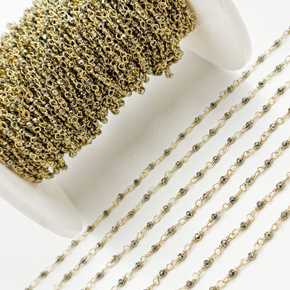Pyrite Gold Plated Sterling Silver Wire Chain