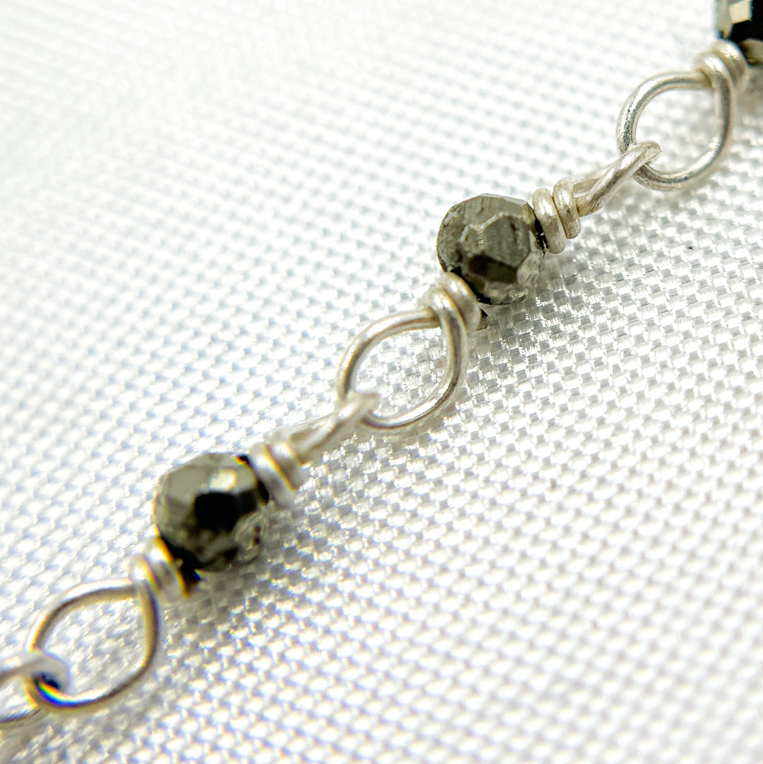 Pyrite 925 Sterling Silver Wire Chain. PYR71