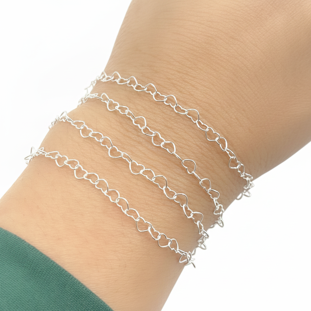Y112SS.  Sterling Silver Heart Link Chain