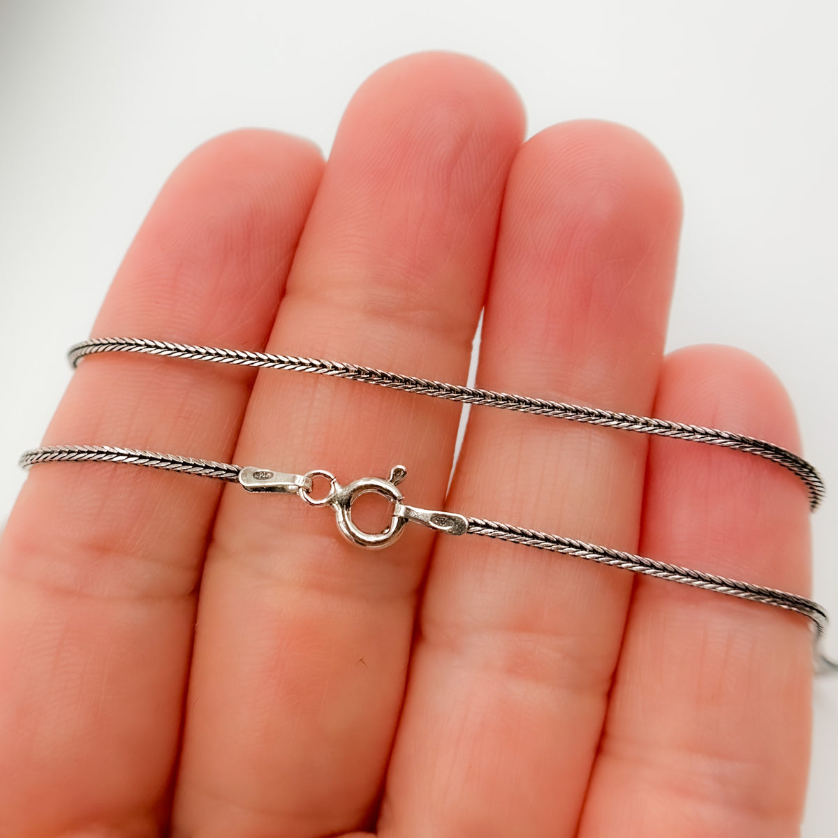 Oxidized Sterling Silver Wheat Necklace