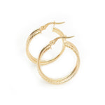 Load image into Gallery viewer, 15850006724. 14K Solid Gold Smooth and Ribbed Hollow Double Hoop Earrings