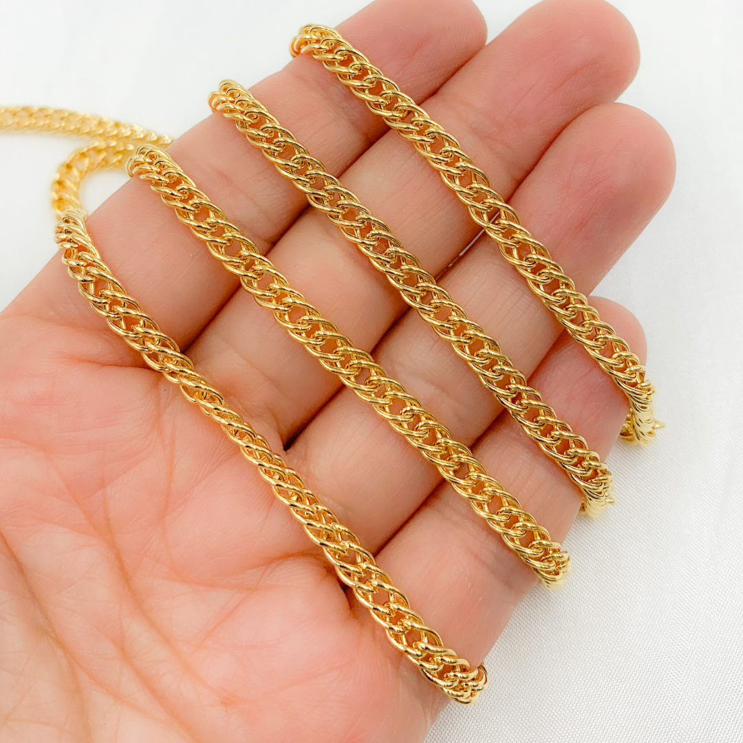 Gold Plated 925 Sterling Silver Hollow Double Curb Chain. 