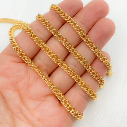 Gold Plated 925 Sterling Silver Hollow Double Curb Chain. 