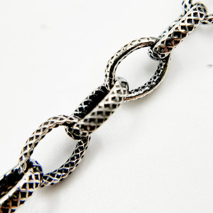 Oxidized Sterling Silver Textured Oval Chain
