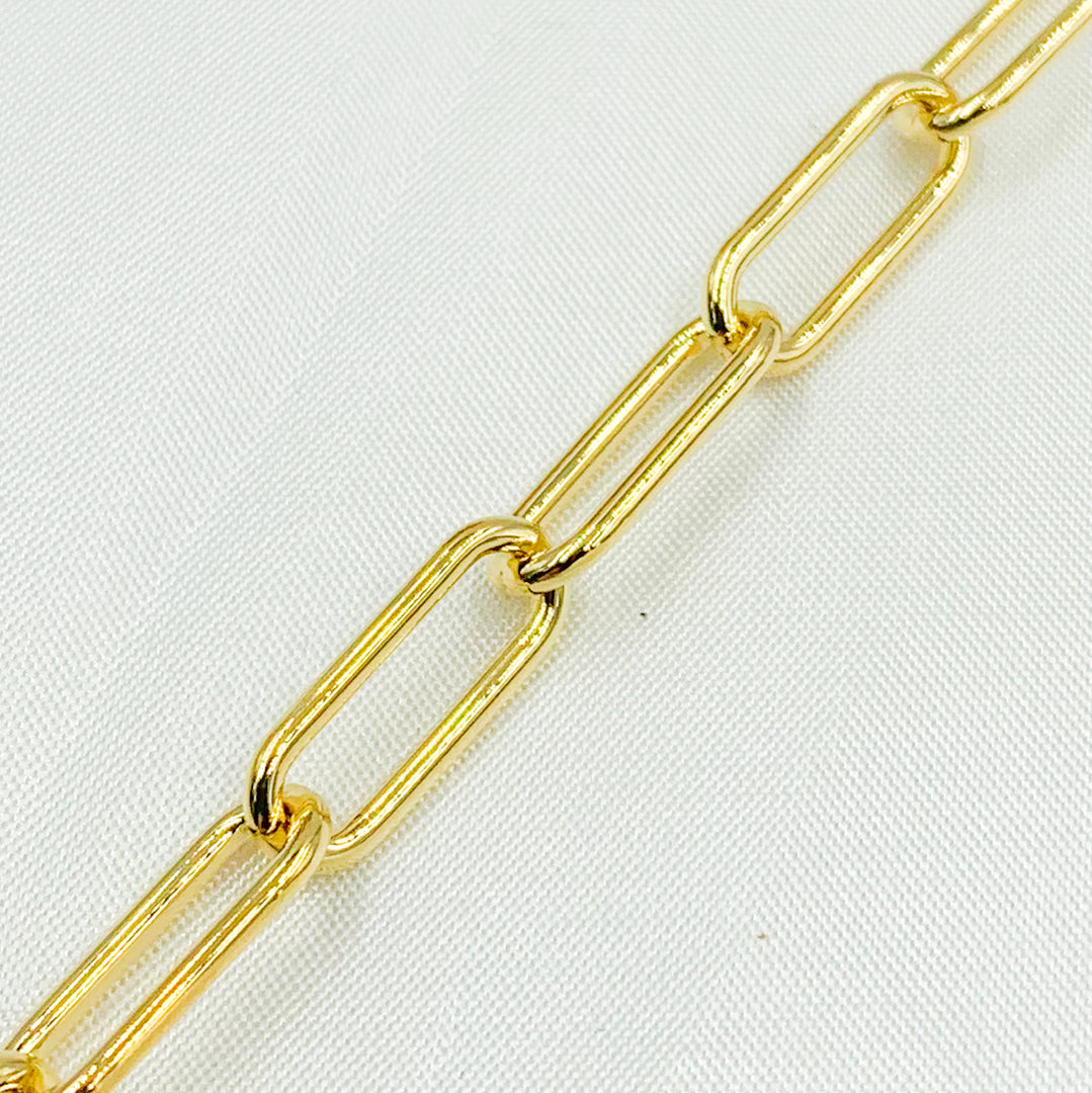 Gold Plated 925 Sterling Silver Smooth Paperclip Chain. V7GP