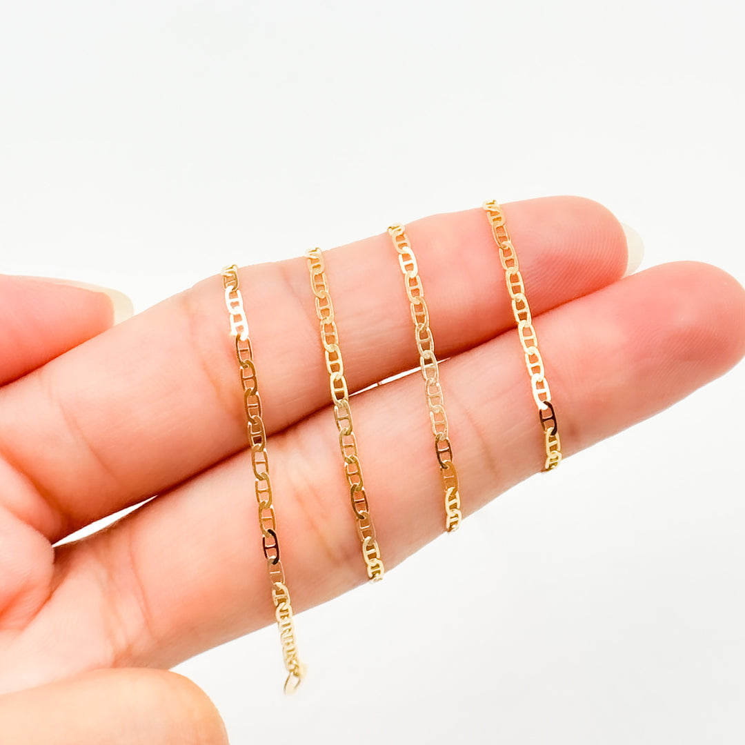 14k Solid Gold Flat Marina Link Chain