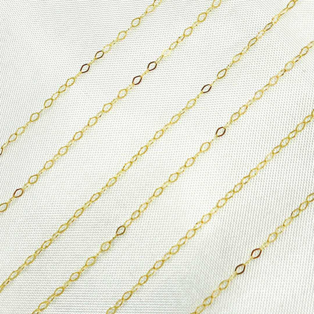 14k Solid Yellow Gold Flat Oval Link Chain