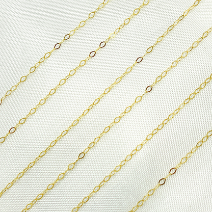 14k Solid Yellow Gold Flat Oval Link Chain
