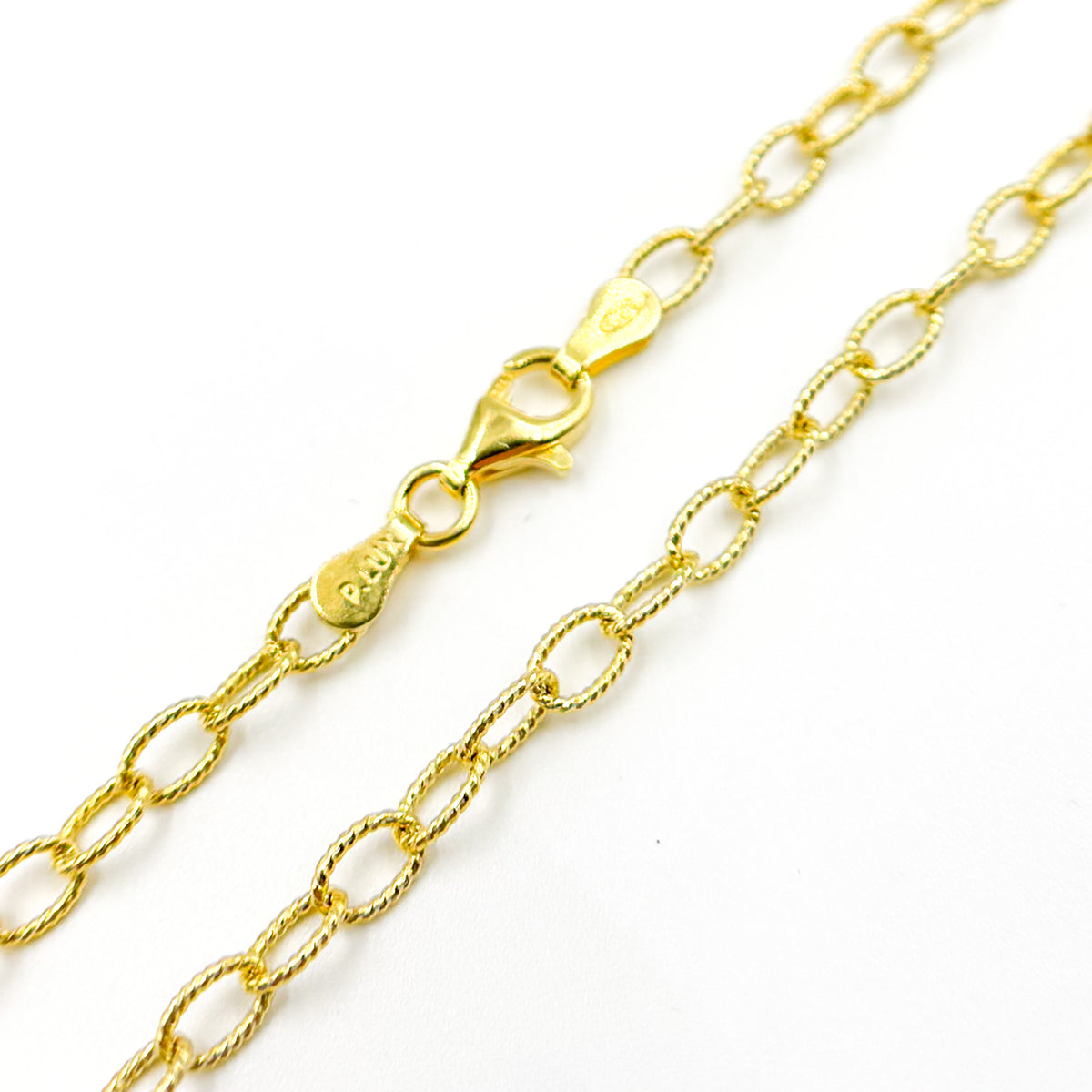 80GP. Gold Plated Sterling Silver Textured Cable Necklace