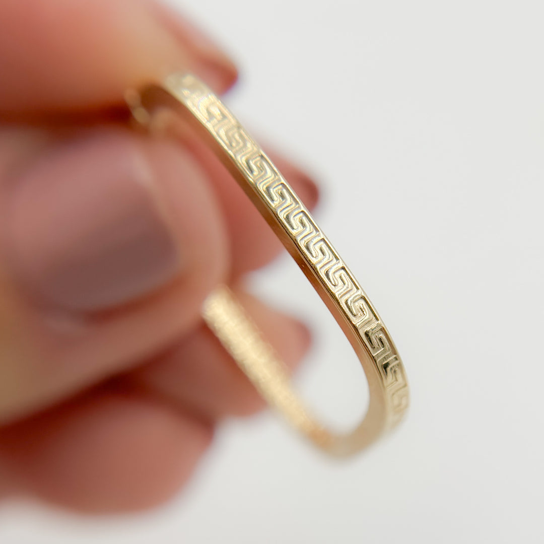 15850000415. 14K Solid Gold Textured Square Hollow Hoop Earrings
