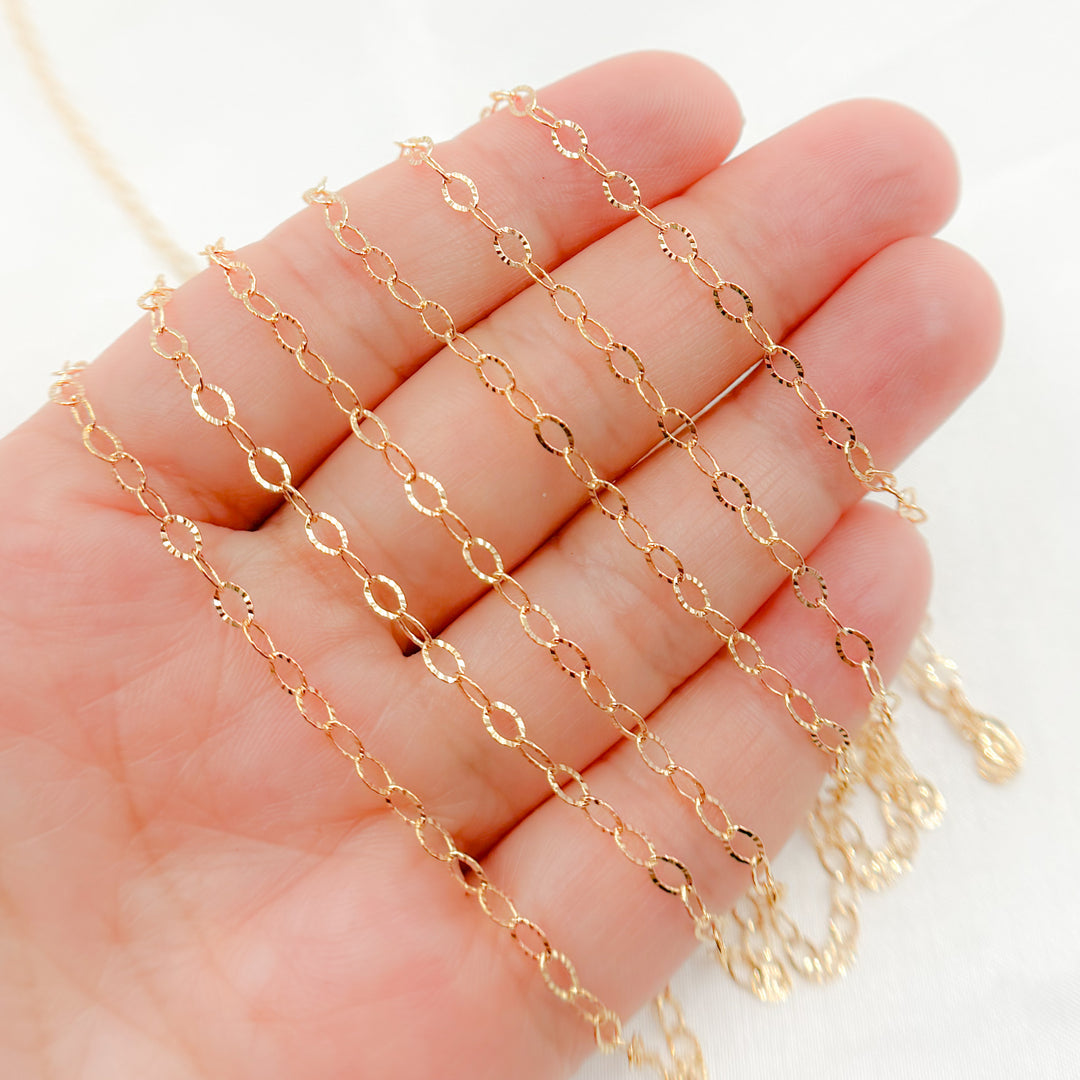 1128GF. 14K Gold Filled Hammered Oval Chain Link