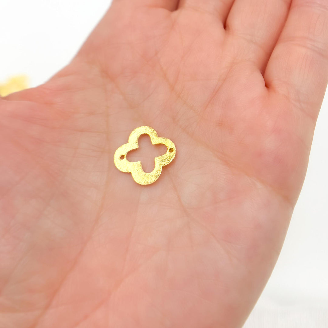 GPBS16. 15mm Gold-plated Sterling Silver Brushed Flower Connector