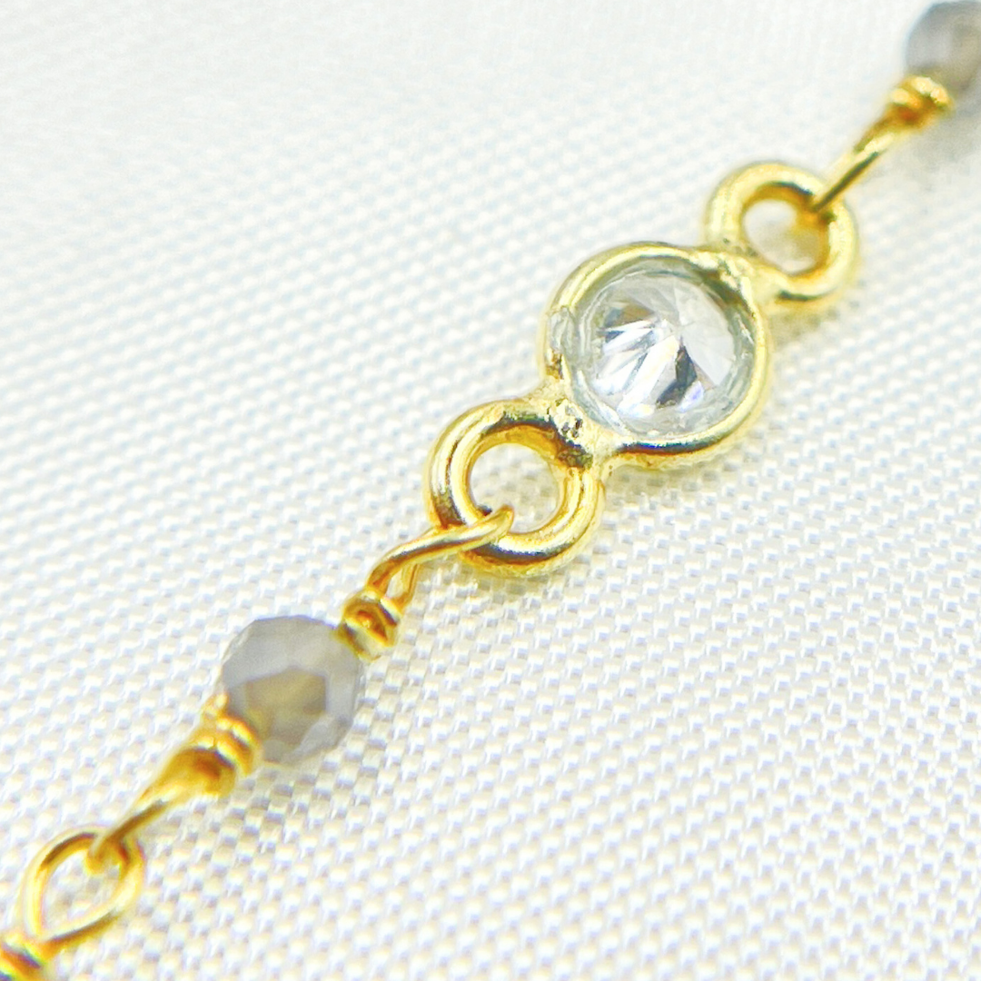 Coated Gray Moonstone & C.Z Wire Chain