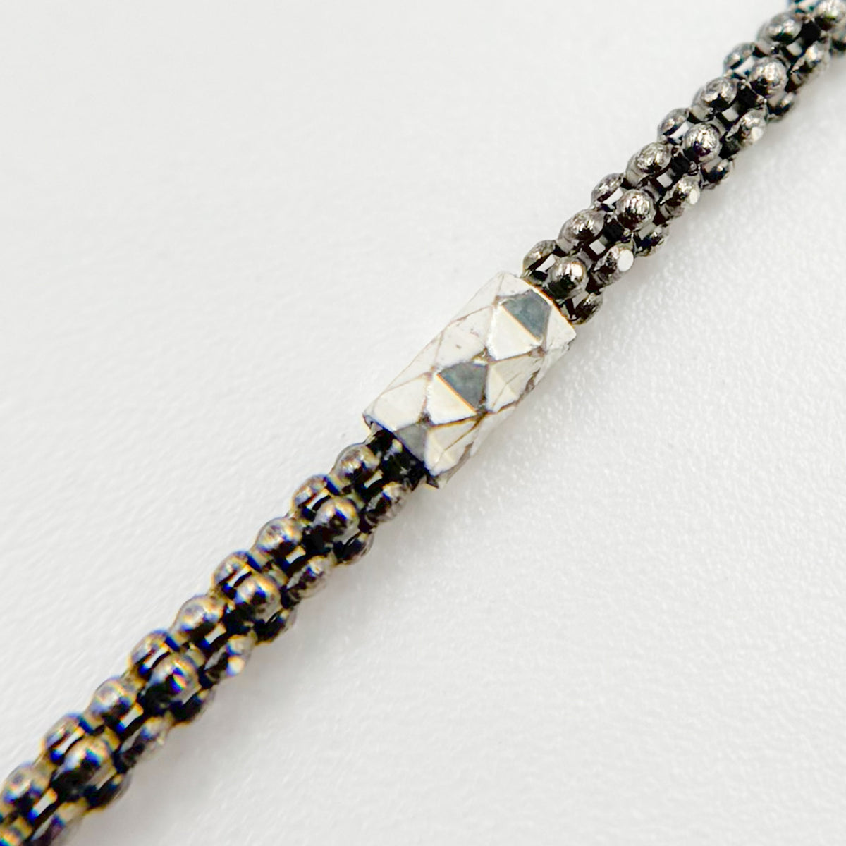 Black Rhodium Sterling Silver Popcorn Satellite Necklace