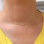 Load image into Gallery viewer, Sterling Silver Gold Plate Satellite Chain with Silver Tube Necklace