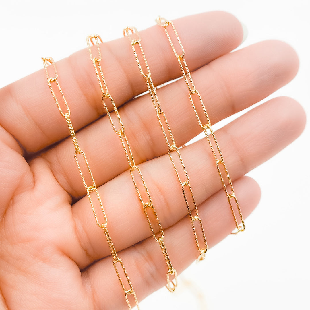 V313GF. 14K Gold Filled Diamond Cut Paperclip Chain