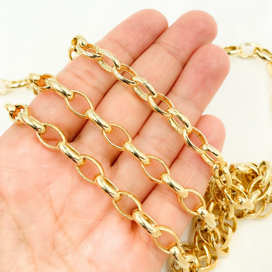 Gold Plated 925 Sterling Silver Smooth Oval Link Chain
