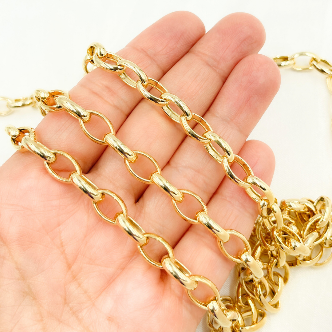 Gold Plated 925 Sterling Silver Smooth Oval Link Chain