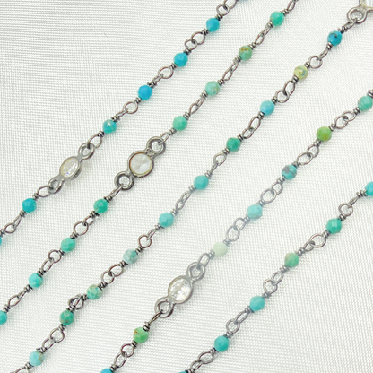 Chrysocolla and C.Z. Oxidized Wire Chain.