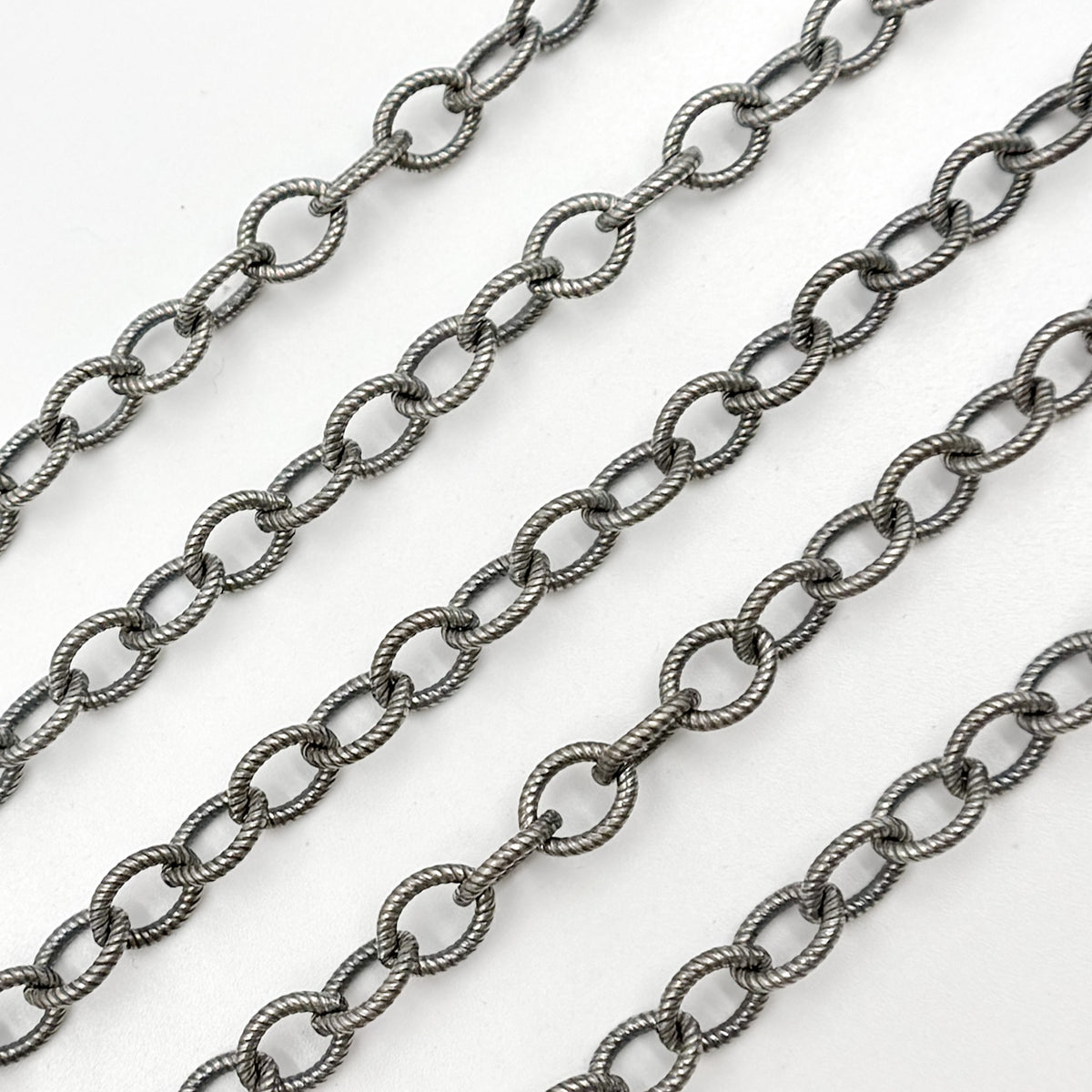 Oxidized Sterling Silver Twisted Oval Link Chain
