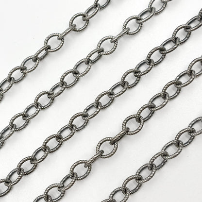 Oxidized Sterling Silver Twisted Oval Link Chain