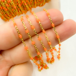 Load image into Gallery viewer, 925 Sterling Silver Gold Plated  Enamel Orange Color Cable Chain. V203ORGP
