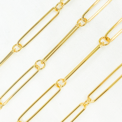 Gold Plated 925 Sterling Silver Smooth Oval and Round Link Chain.