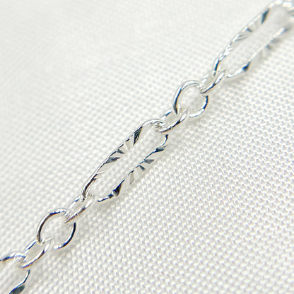 Sterling Silver Diamond Cut Marina Link Chain