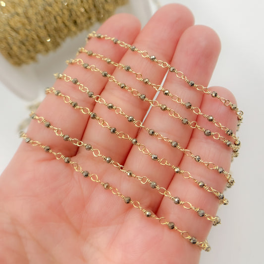 Pyrite Gold Plated Sterling Silver Wire Chain