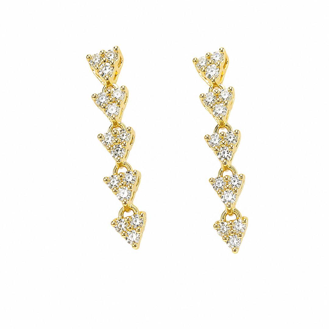 EFG52163. 14K Solid Gold Diamond Dangle Earrings