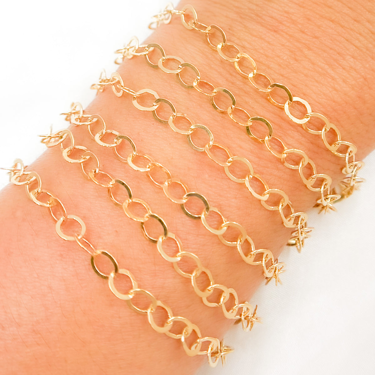 14K Gold Filled Flat Round Link Chain