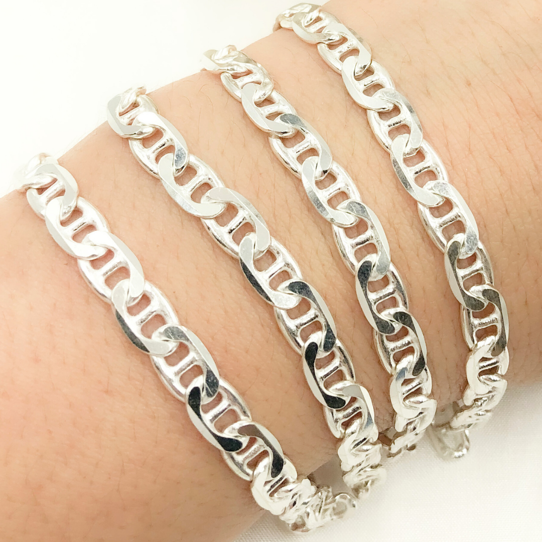 925 Sterling Silver Flat Marina Chain. Y78SS