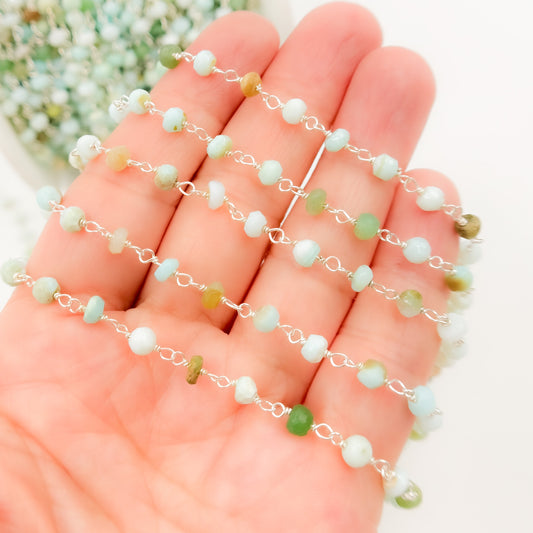 Peruvian Opal Sterling Silver Wire Chain
