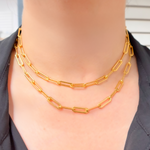 Load image into Gallery viewer, 14K Gold-Filled Smooth Paperclip Finished Necklace
