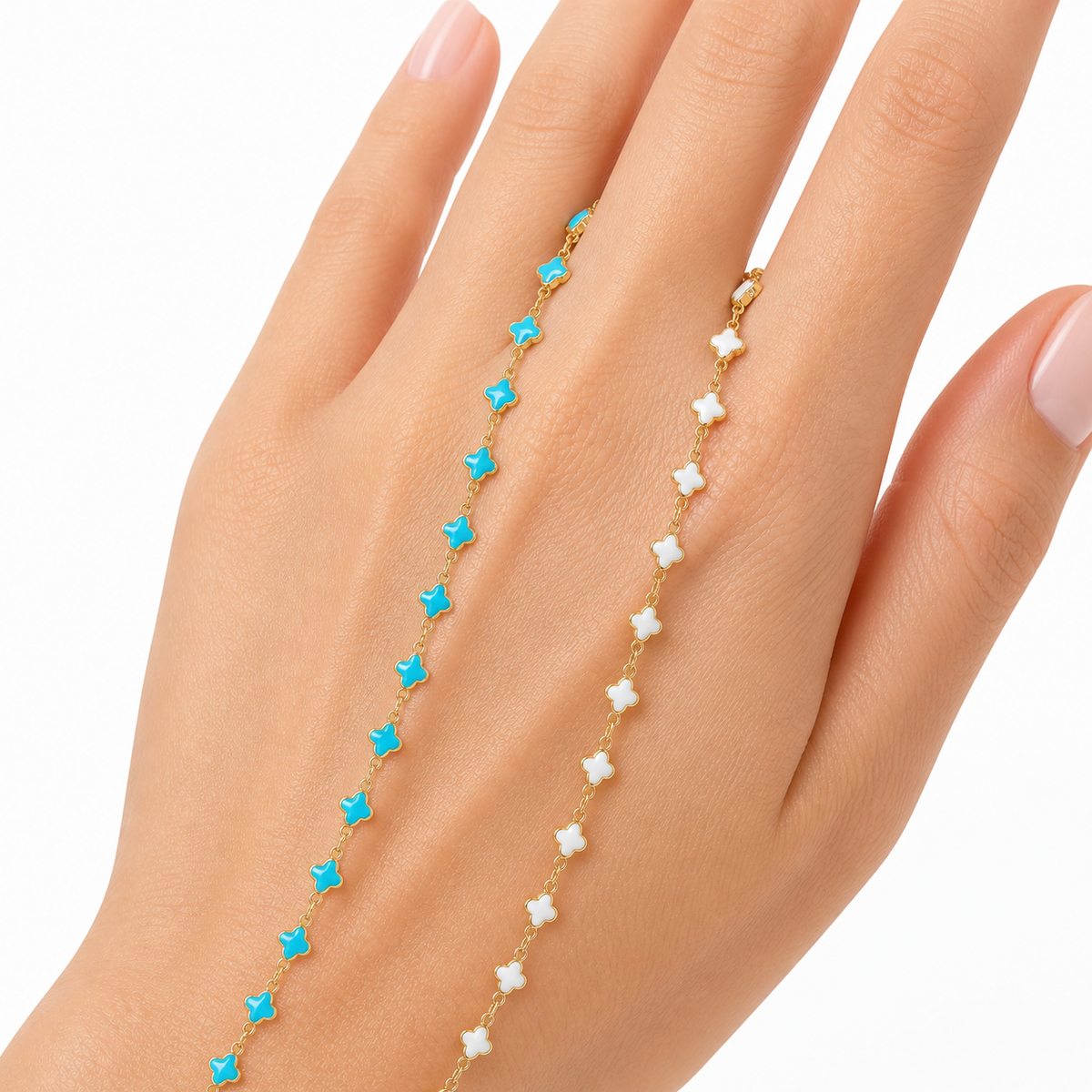V315ENGF. 14K Gold Filled Enamel Clover Link Chains