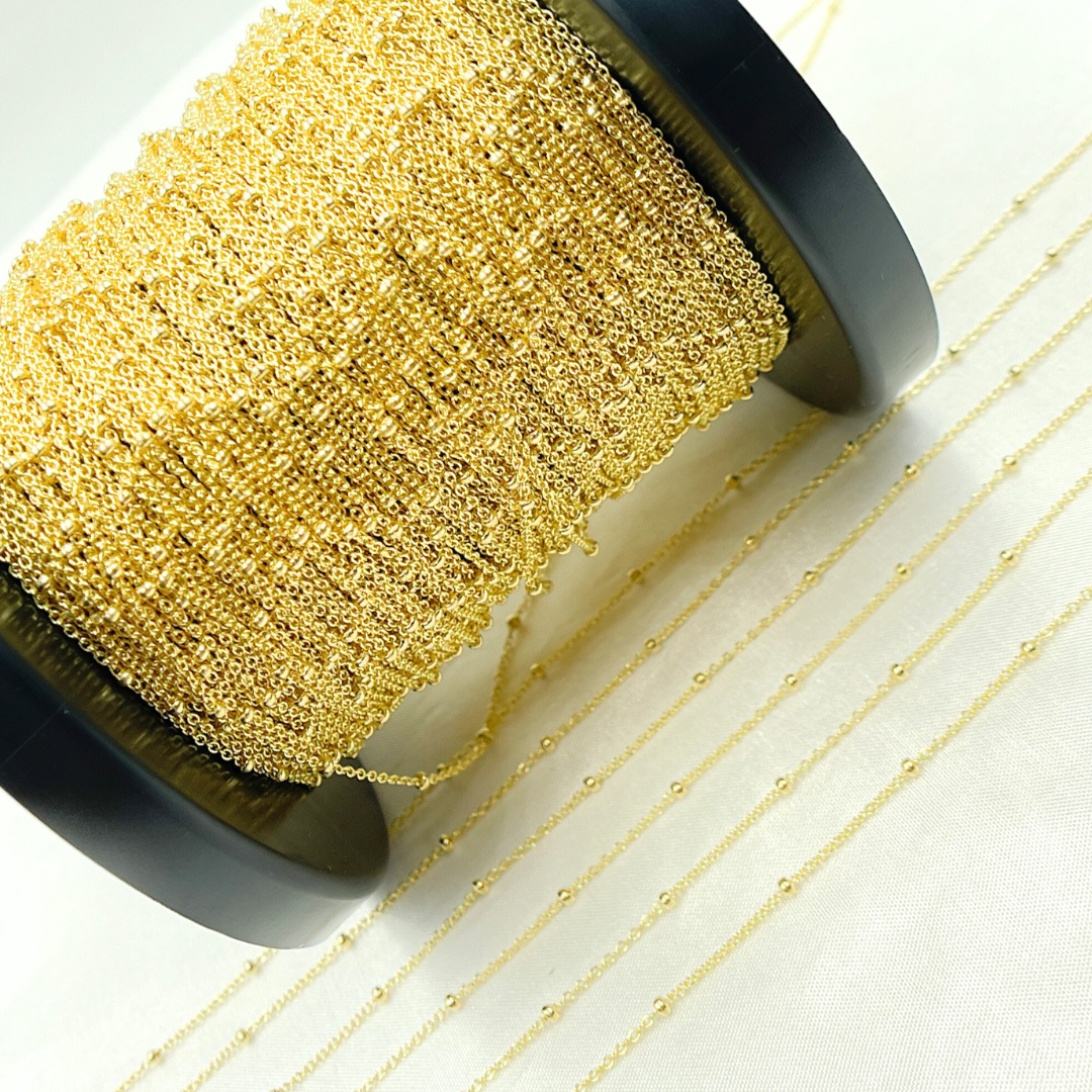 14k Solid Yellow Gold Satellite Bead Chain