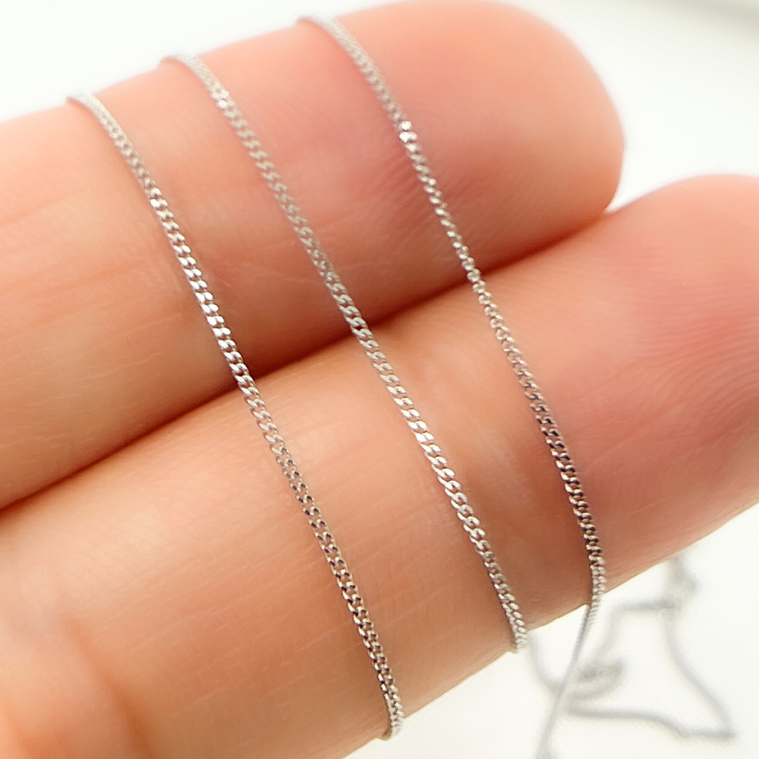 14k Solid White Gold Curb Chain