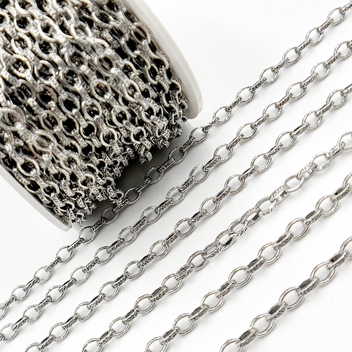 Oxidized Sterling Silver Textured Oval Link Chain