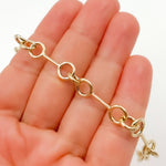 Load image into Gallery viewer, 568/A080B. 14K Solid Gold Hollow Bar and Rings Bracelet