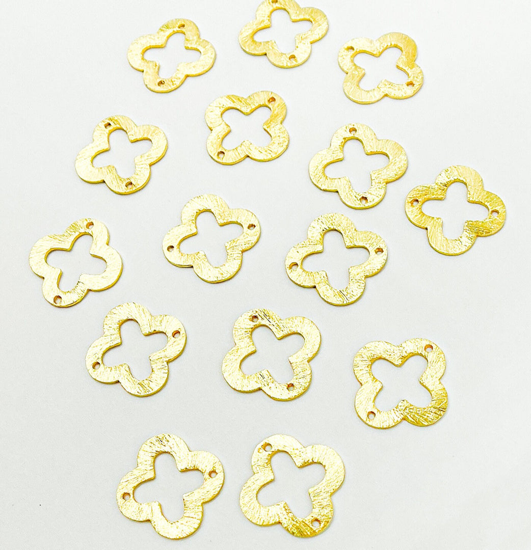 GPBS16. 15mm Gold-plated Sterling Silver Brushed Flower Connector