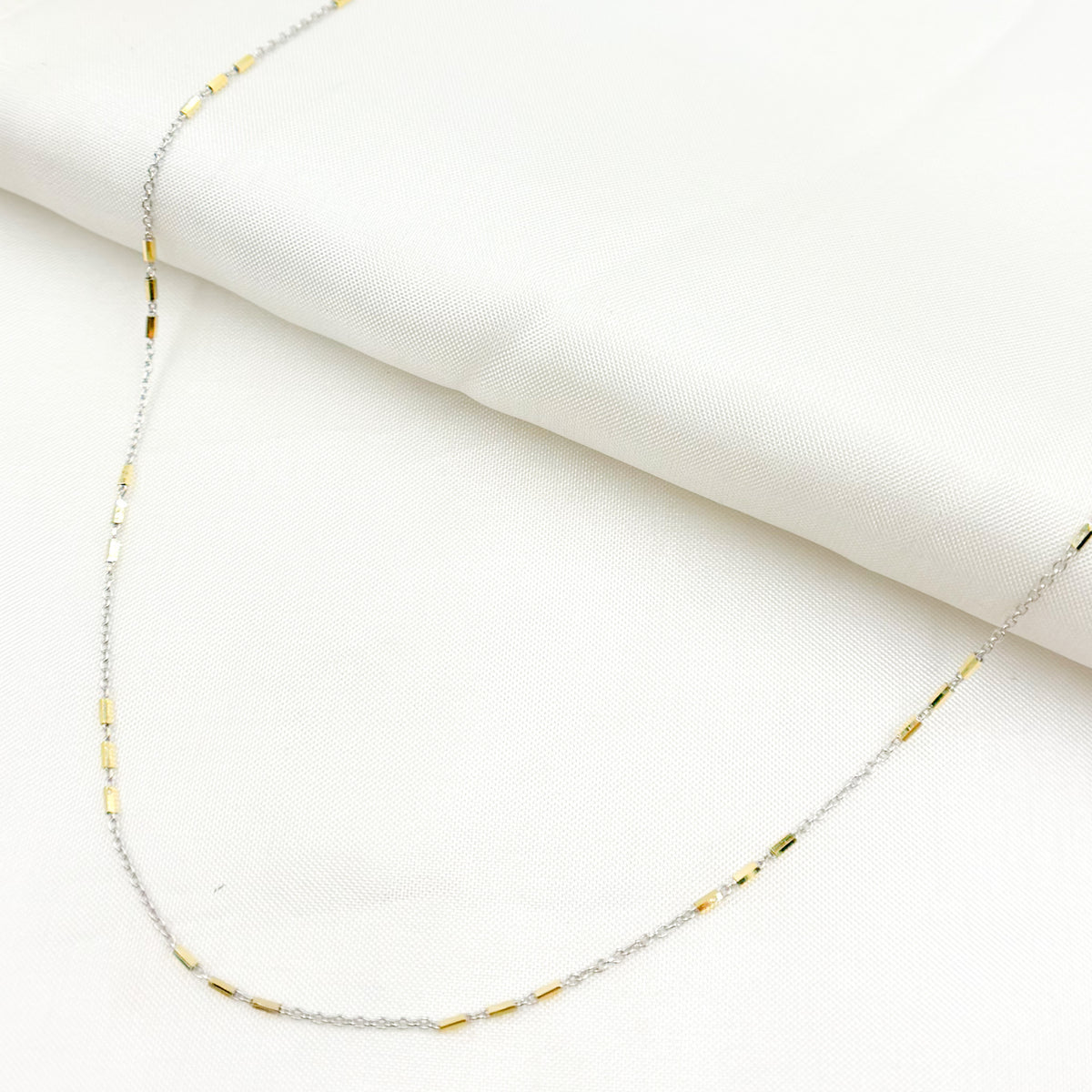 14K Solid Gold Satellite Bar Chain