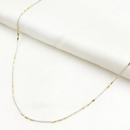 14K Solid Gold Satellite Bar Chain