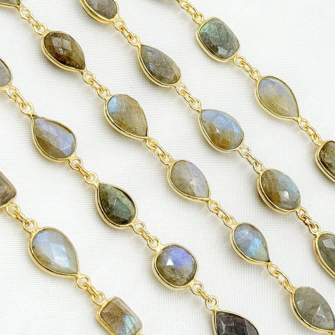 Labradorite Pear and Circle Shape Bezel Chain.