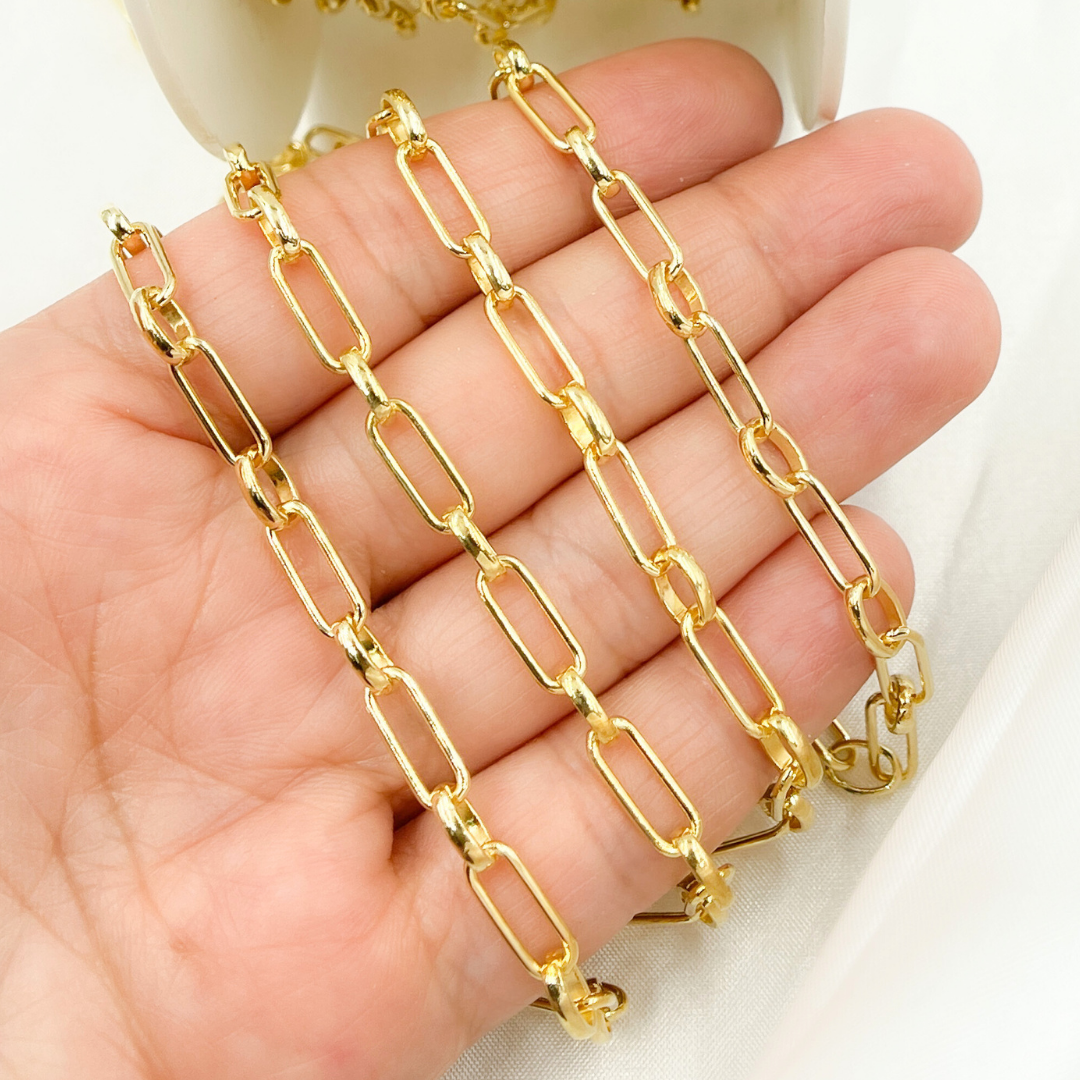 Gold Plated 925 Sterling Silver Paperclip Chain. V165GP